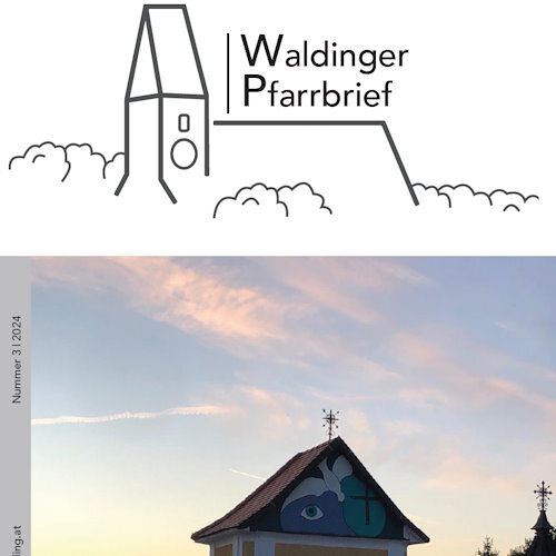 Titelblatt Pfarrbrief, Bild der Kirche mit Schriftzug