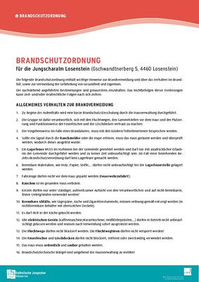 Brandschutzordnung Jungscharalm Losenstein